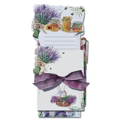 Lissom Design 3 Piece Lavender Bee Farm Diecut Magnetic Notebook Set