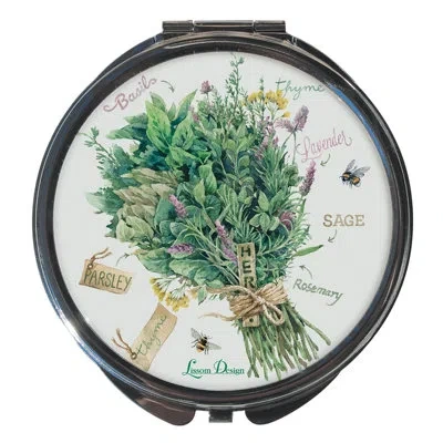 Lissom Design 61167 5 Lbs Round Compact Mirror -herb Garden