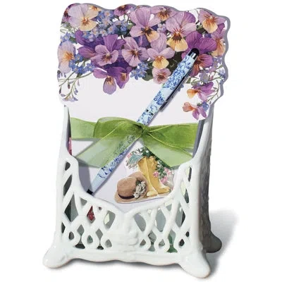Lissom Design Blossom Of Hope Ceramic Desk Set With Notepad And Pen