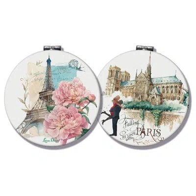 Lissom Design From Paris With Love Round Comact Mirror Decorative Box In White;pink;gold