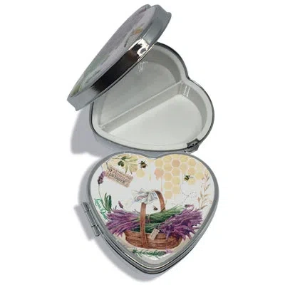Lissom Design Lavender Bee Farm Heart Decorative Box In White;green;purple