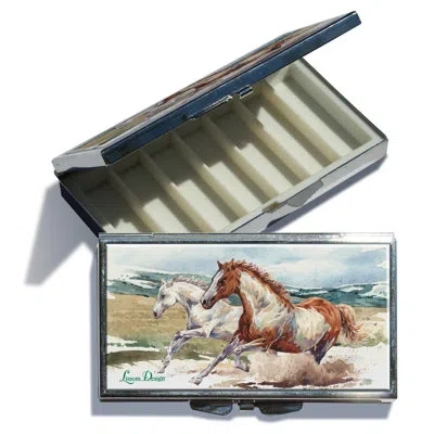 Lissom Design Wild Mustang Decorative Box In Blue;brown;ivory