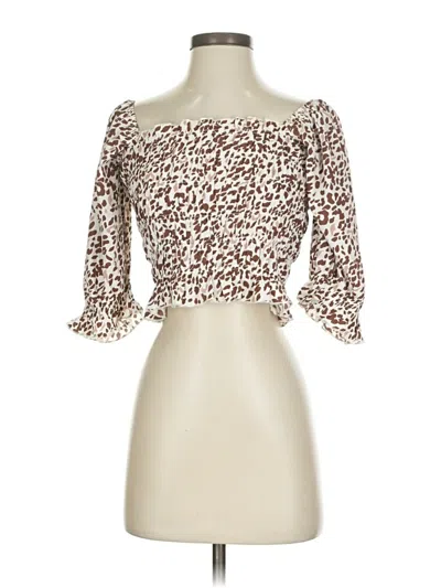 Listicle 3/4 Sleeve Top Ivory Strapless Neckline Tops In Brown