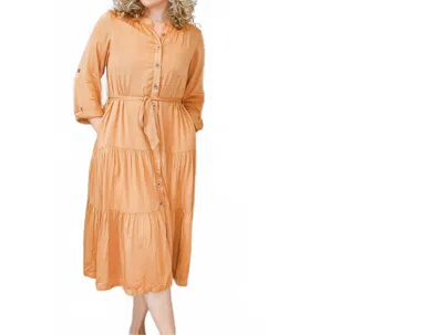 Listicle Amerie Button Down Dress In Butterscotch In Orange