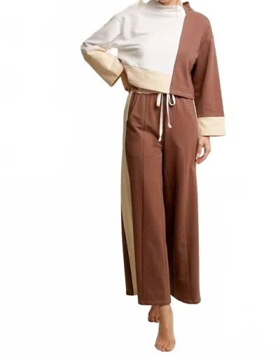 Listicle Arlet Color Block Lounge Set In Brown