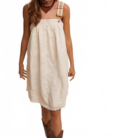 Listicle Arya Embroidered Overall Mini Dress In Cream In Neutral