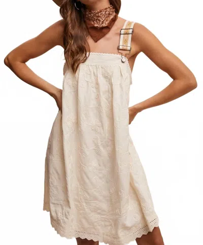 Listicle Arya Embroidered Overall Mini Dress In Cream In White