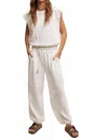 Listicle Athleisure French Terry Loose Jogger Jumpsuit In Cream In White