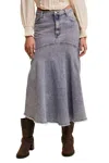 Listicle Basque Style Maxi Skirt In Denim In Multi