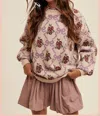 Listicle Bow And Flower Knit Sweater In Pink In Pink