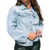 Listicle Boyfriend Denim Jacket In Light Washed Jean In Multi