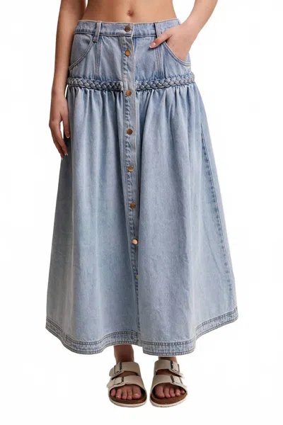 Listicle Braided Waist Maxi Skirt In Denim In Multi