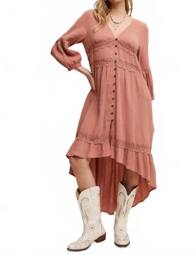 Listicle Brenen Boho High-low Dress In Clay In Black