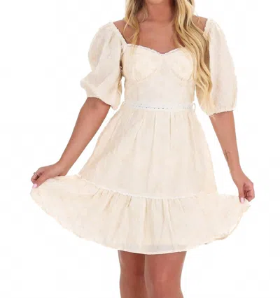 Listicle Call It Fate Embroidered Mini Dress In Ecru In White
