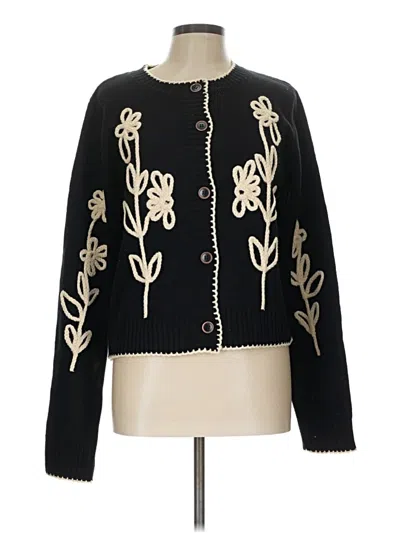 Pre-owned Listicle Cardigan Sweater In Black