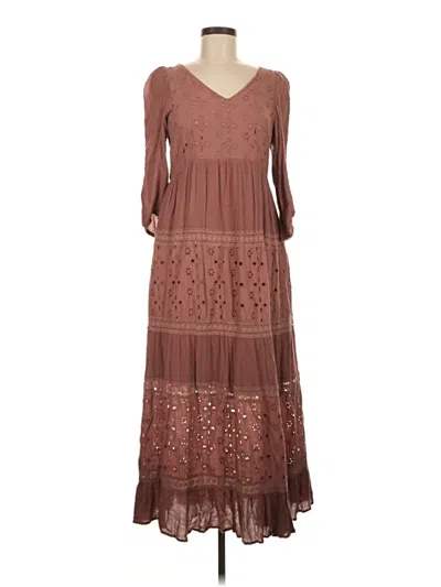 Pre-owned Listicle Casual Dress In Brown