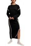 Listicle Contrast Stitch Knit Sweater And Long Skirt Set In Black In Black