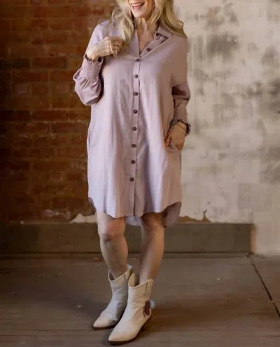 Listicle Convertible Shirt Dress In Pink