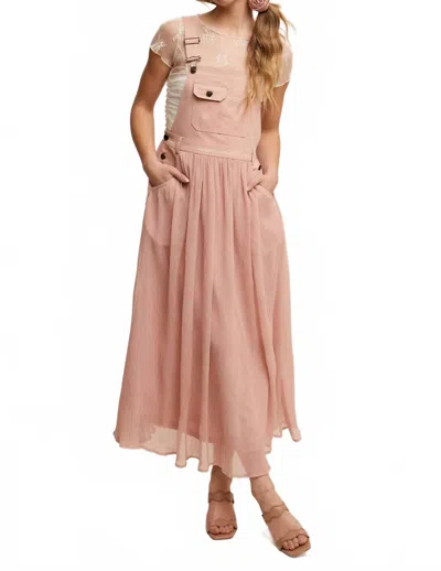 Listicle Cotton Maxi Overall Dress In Vintage Rose In Pink