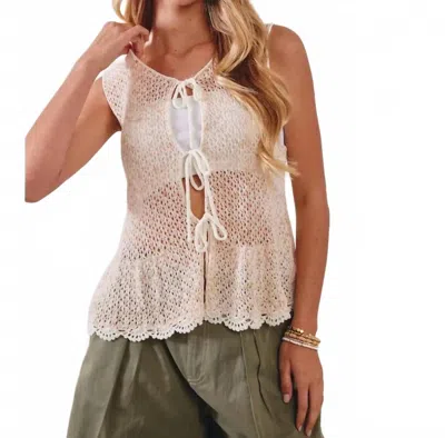 Listicle Crochet Tie-front Sleeveless Top In Light Coral In Neutral