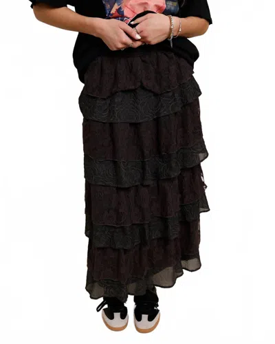Listicle Don't Tell My Heart Tiered Skirt In Black