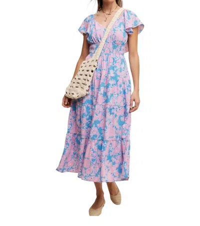Listicle Ellie Floral Dress In Blue/lilac In Multi