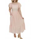 Listicle Estee Ruffled Short Sleeve Maxi Dress In Shell Pink In Pink