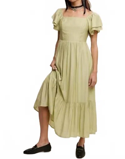 Listicle Estee Ruffled Short Sleeve Maxi In Avocado In Green