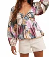 Listicle Sarah Long Sleeve Top In Multicolor In Multi