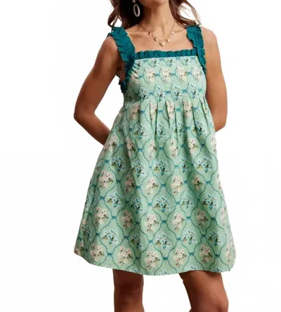 Listicle Floral Ruffle Strap Mini Dress In Green In Multi