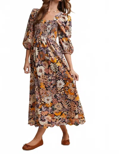 Listicle Floral Square Neck Maxi Dress In Black