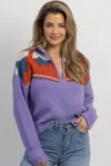 LISTICLE HIT THE SLOPES ZIP SWEATER IN LILAC