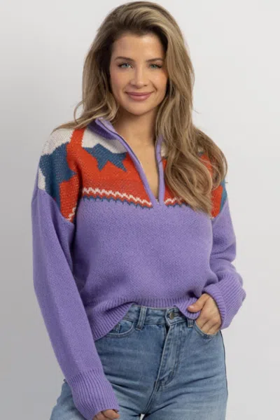 Listicle Hit The Slopes Zip Sweater In Lilac In Purple