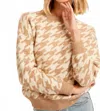 Listicle Houndstooth Plaid Pullover Knit Sweater In Taupe Blush In Multi