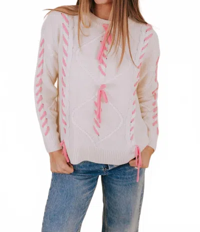 Listicle Intertwined In Love Sweater In Cream In White
