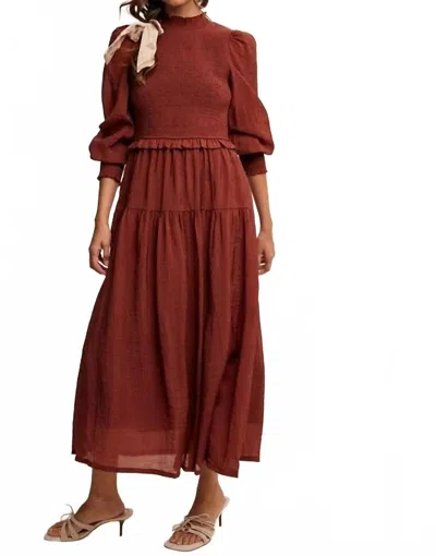 Listicle Katherine Long Sleeves Dress In Brick In Red
