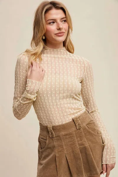 Listicle Lace Long-sleeve Western Layering Top In Butter In Yellow