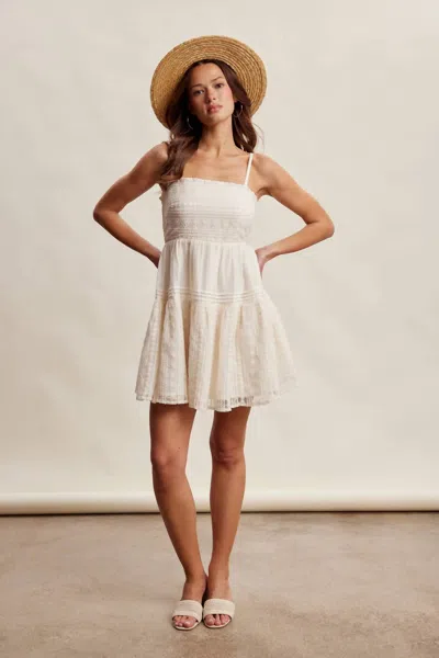Listicle Lace Tiered Mini Dress In Ecru In Neutral