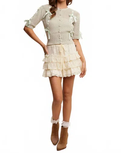 Listicle Lace Tiered Shorts With Ruffle Details In Cream In White