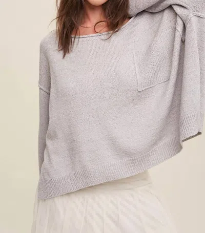 Listicle Lightweight Crop Pullover Sweater In Ash In Grey