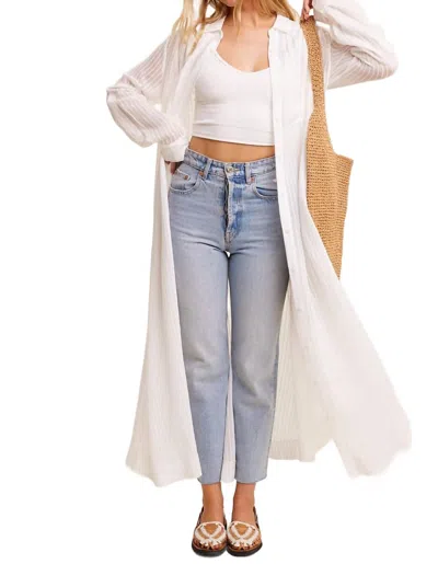 Listicle Long Button Down Shirt Maxi Dress In Cream In White