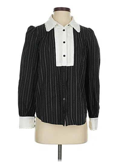 Pre-owned Listicle Long Sleeve Blouse In Black