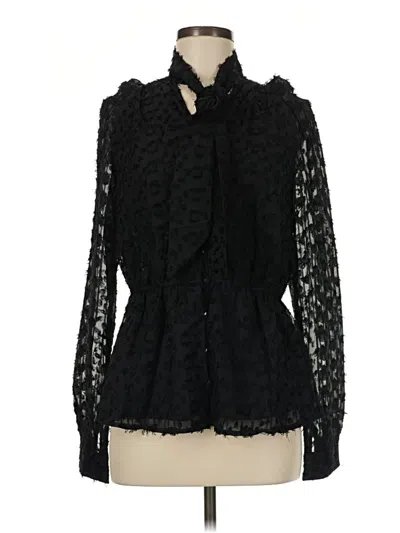 Pre-owned Listicle Long Sleeve Blouse In Black
