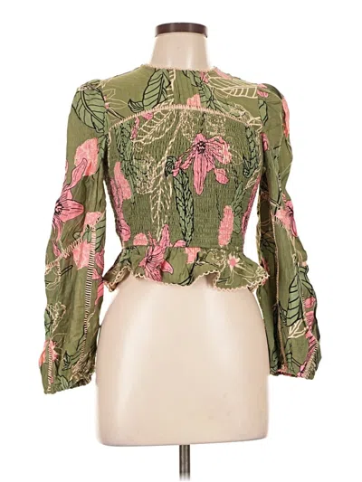 Pre-owned Listicle Long Sleeve Blouse In Green
