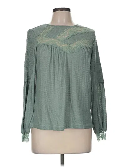 Pre-owned Listicle Long Sleeve Blouse In Green