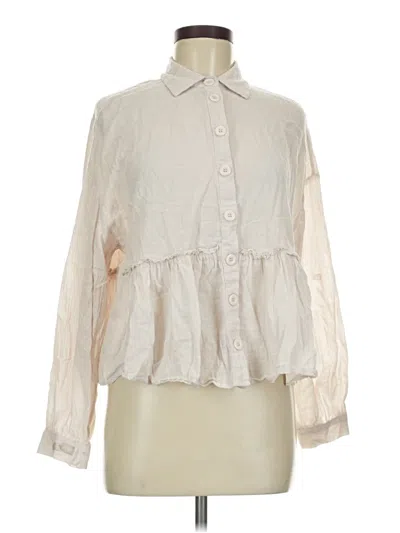 Pre-owned Listicle Long Sleeve Blouse In Ivory