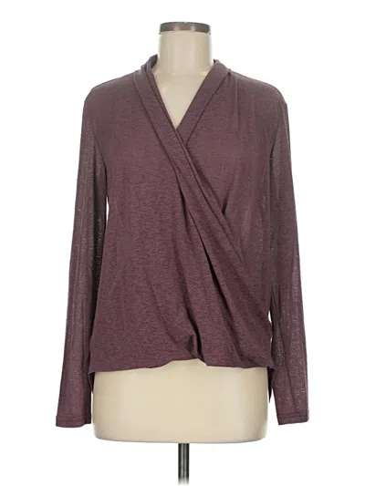 Pre-owned Listicle Long Sleeve Top Burgundy Plunge Neckline Tops