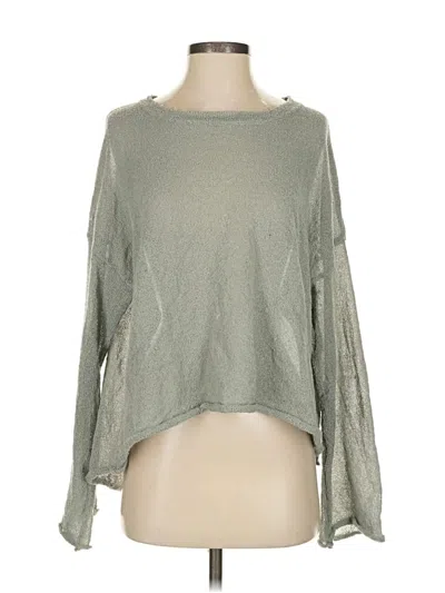 Pre-owned Listicle Long Sleeve Top Green Boatneck Tops