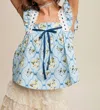 Listicle Mae Floral Flutter Sleeve Top In Blue In Blue