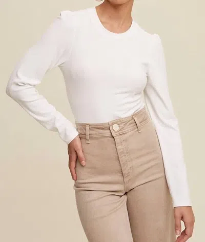 Listicle Malika Puff Shoulder Long Sleeve Top In White